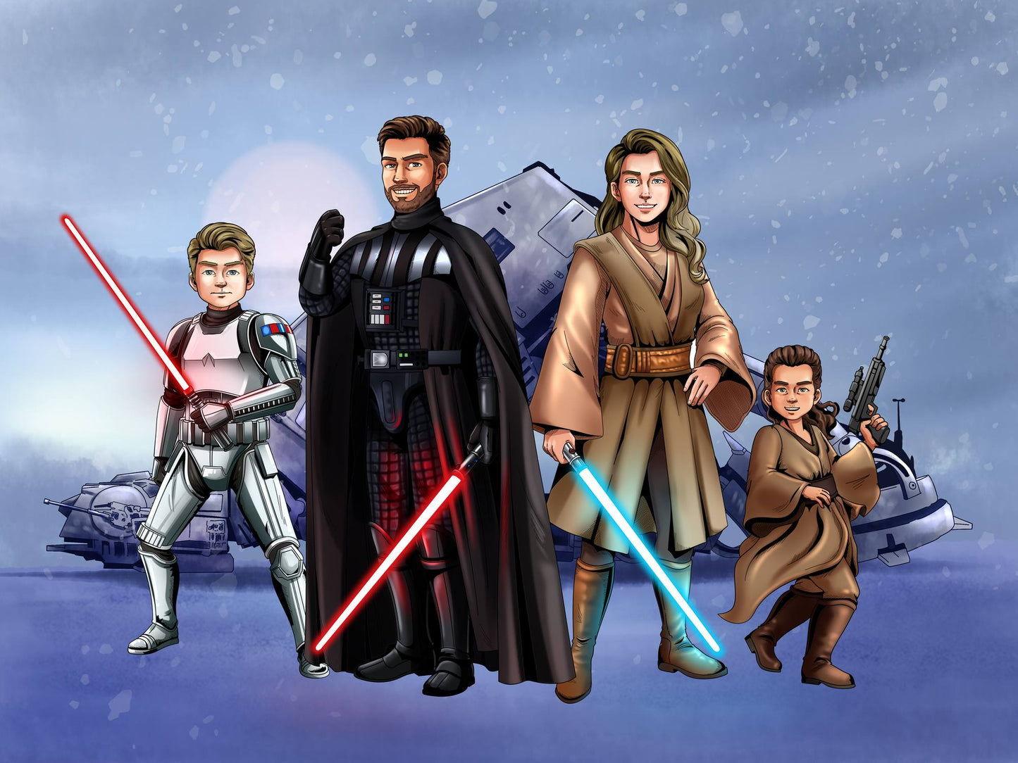 Custom Make Me Jedi Portrait + Christmas Acrylic Ornament