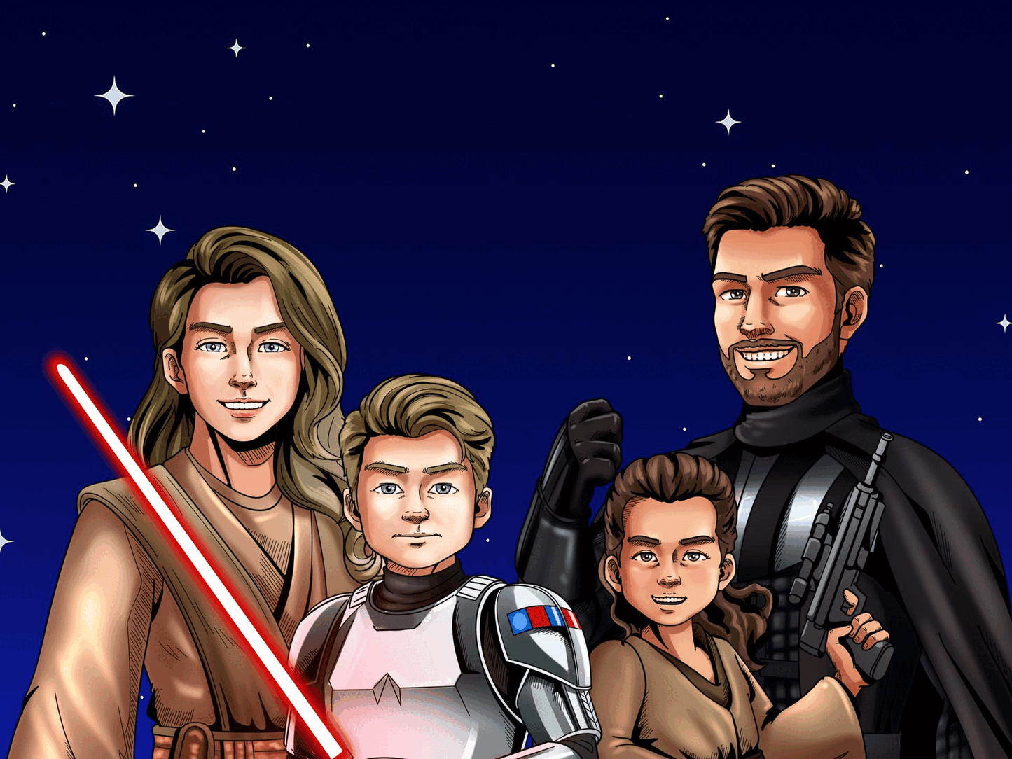 Custom Make Me Jedi Portrait + Christmas Acrylic Ornament