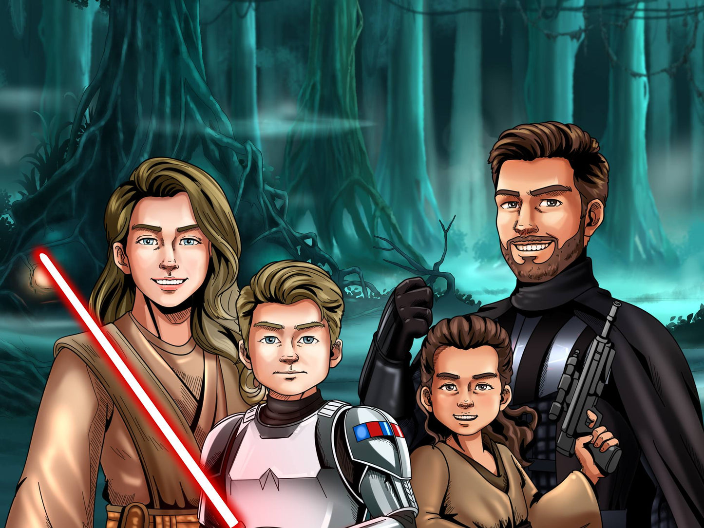 Custom Make Me Jedi Portrait + Christmas Acrylic Ornament
