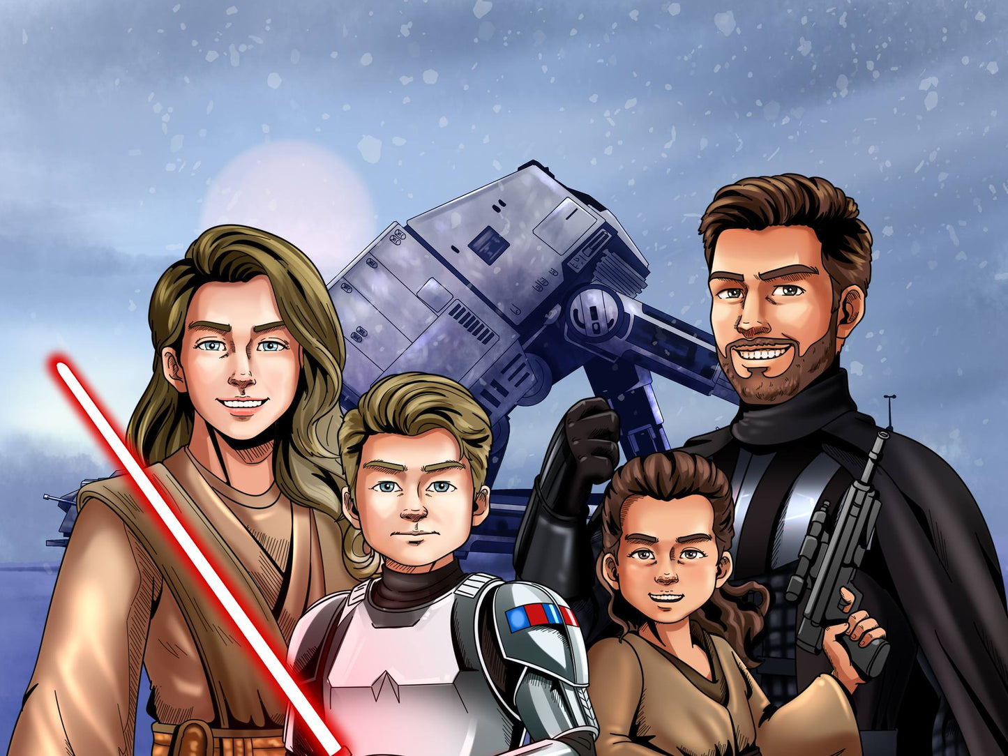 Custom Make Me Jedi Portrait + Christmas Acrylic Ornament