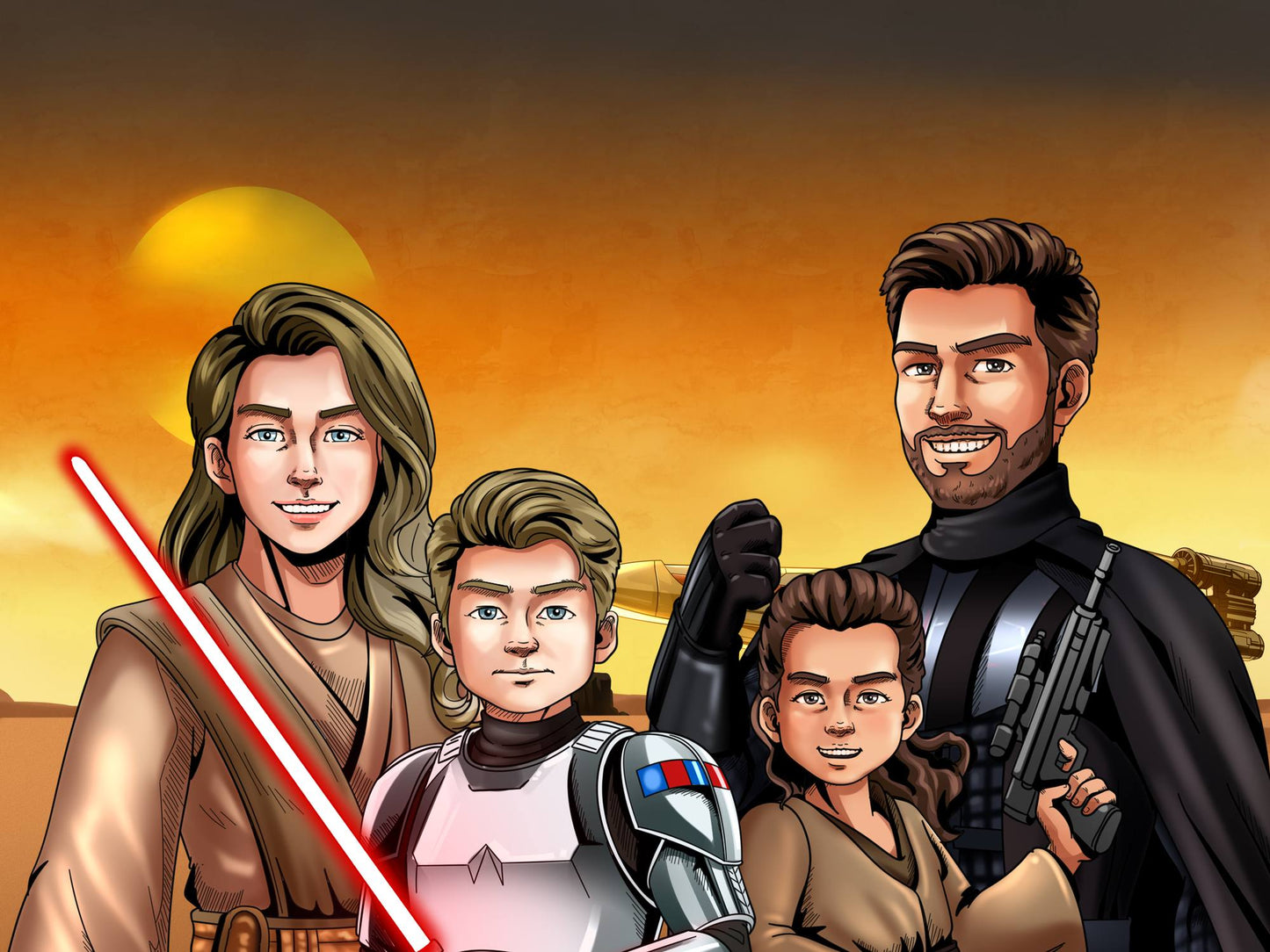 Custom Make Me Jedi Portrait + Christmas Acrylic Ornament
