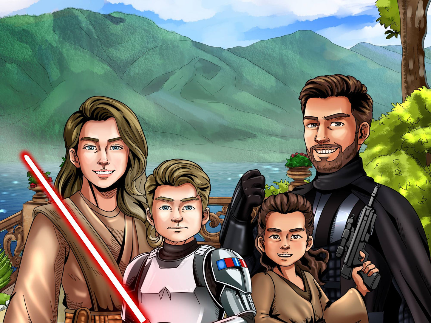 Custom Make Me Jedi Portrait + Christmas Acrylic Ornament