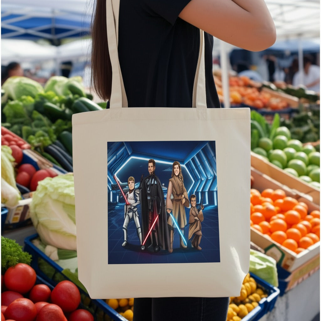 Custom Jedi Portrait Tote Bag — Personalized Star Wars Fan Gift